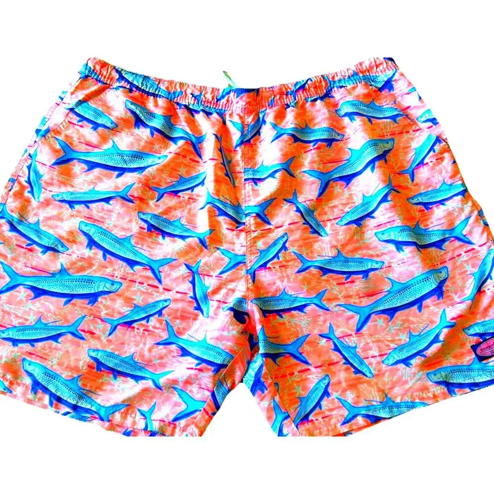 VINEYARD VINES FISH PRINT SWIM TRUNKS MENS 2XL TARPON SNOOK SUMMER RETRO BEACH